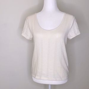 Madewell White Pointelle Ribbed Scoop T-Shirt. Size Small.